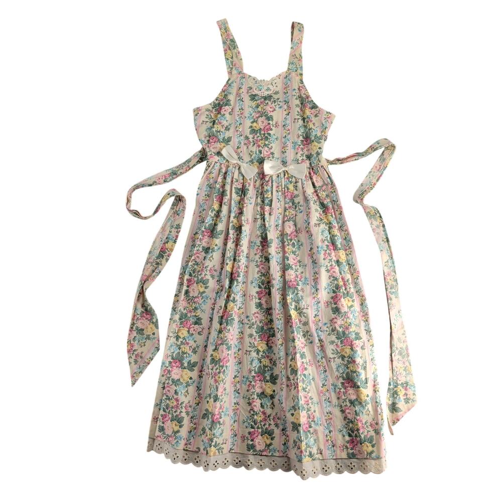 VTG 90s Rare Edition Floral Bow Dress Girls 16 Women's XS Cottagecore Prairie